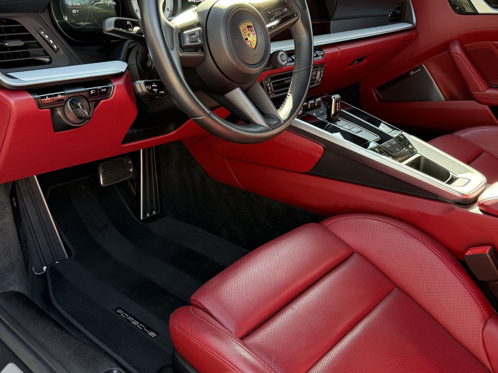 Porsche 911 interior with red leather seats, detailed and conditioned